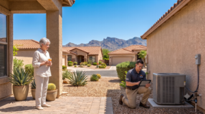 Snowbird in Arizona watching a house sitter inspect her home in Surprise.