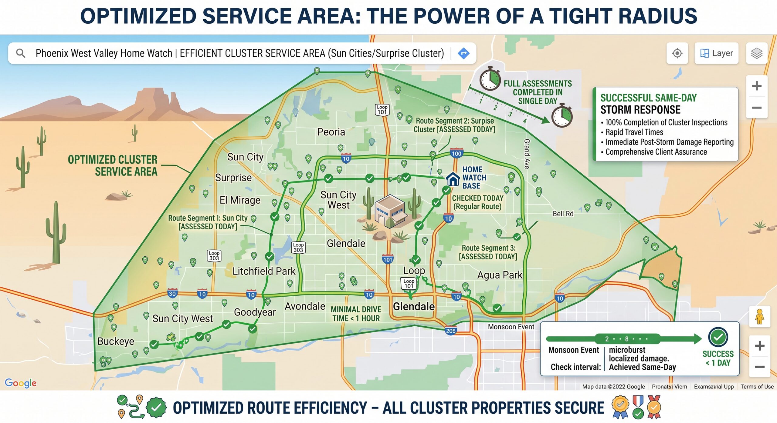 a route that is optimized to check all houses in one day.